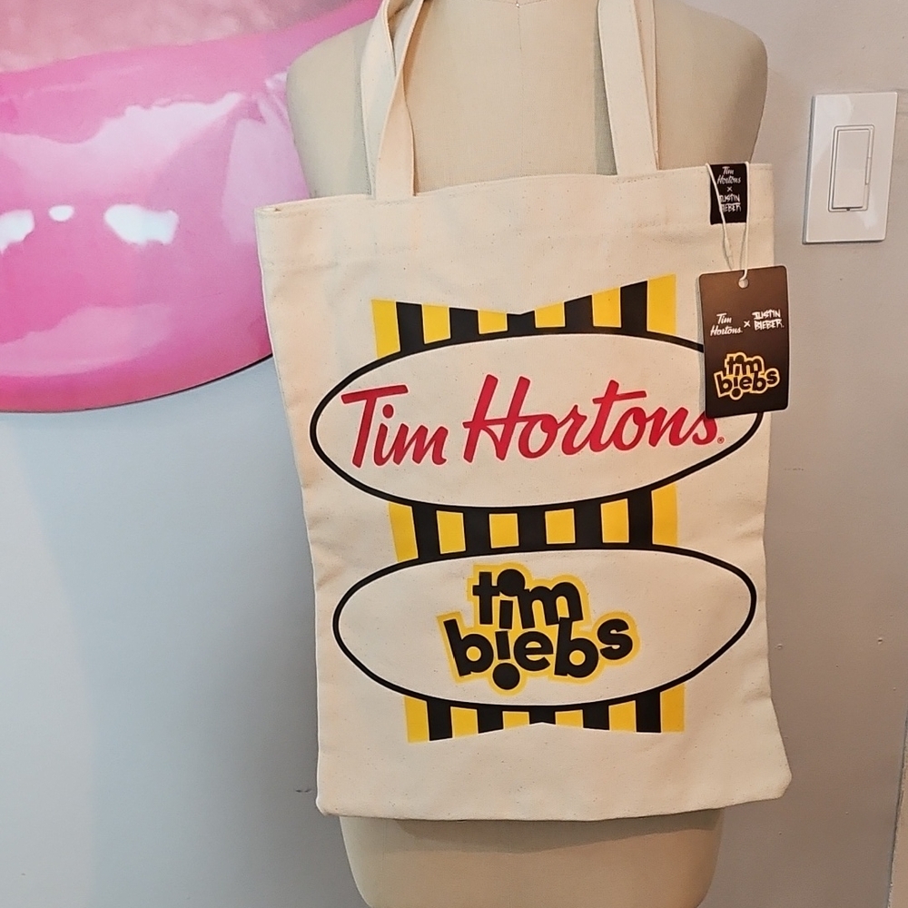 Tim Hortons Beige Tote Bag with Yellow Accents